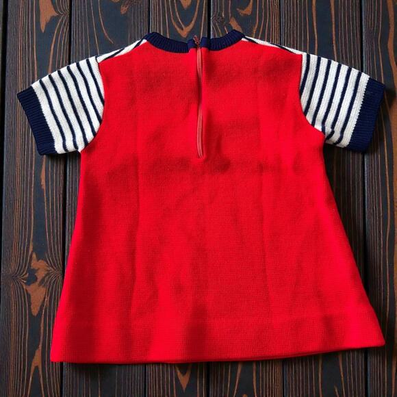 Vintage Sears Winnie the Pooh Sweater Knit Pinafore Dress Girl's Size 12 Months - Picture 3 of 6